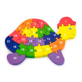 Деревянный паззл по буквам и числам Черепаха, Viga Toys