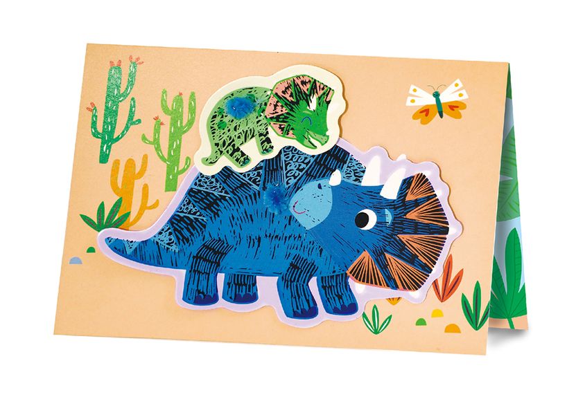 Набор для творчества, скретч-арт "Поздравительная открытка, динозавры", 3 открытки, AVENIR