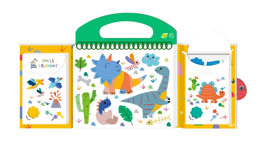 Подарочный набор, раскраска с многоразовыми наклейками "Друзья динозавра", 35 листов