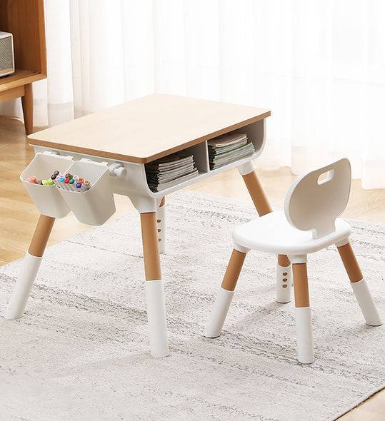 Детский многофункциональный столик "Мультивуд 3 в 1" и стульчик + подушка на стульчик и набор фломастеров, POPPET