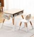 Детский многофункциональный столик "Мультивуд 3 в 1" и стульчик + подушка на стульчик и набор фломастеров, POPPET