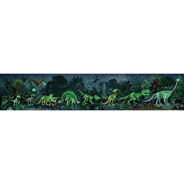 Пазл-панорама Динозавры, светится в темноте, 150 см, 200 эл., Hape
