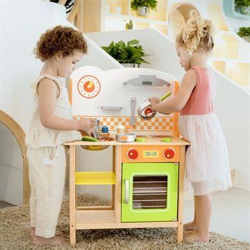 Дерев'яна ігрова кухня з посудом, 81 см, Viga Toys