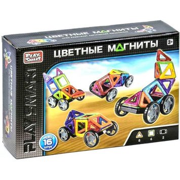 Магнитный конструктор "Машинки", 16 эл., 5 моделей, Play Smart