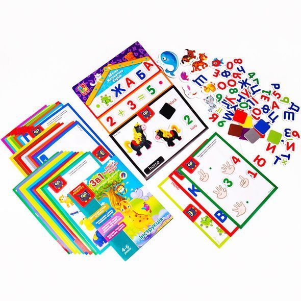 3в1: Абетка, Математика, English з магнітною дошкою, Vladi Toys