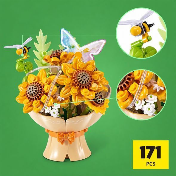 Букет соняшників (світло), 171 дет., конструктор в капсулі серії Bouquets S1, Max