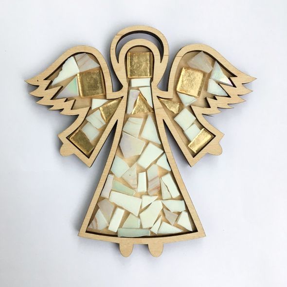 Набор керамической мозаики Ангел бело-золотой, коробка