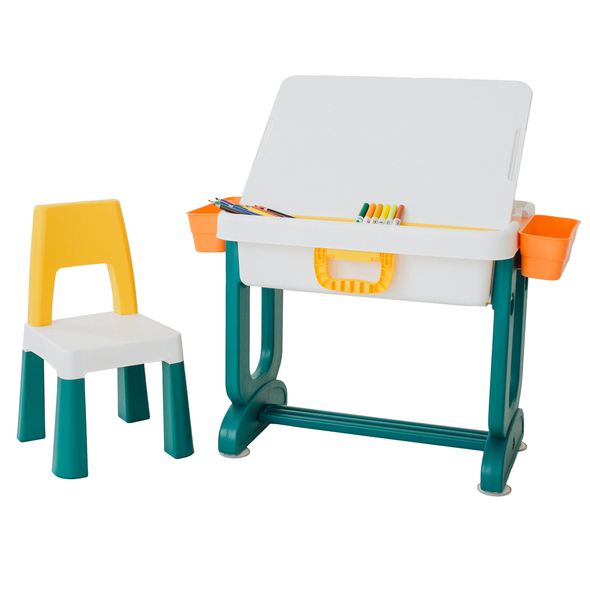Дитячий багатофункціональний столик Трансформер 6 в 1 та стілець + подушка на стілець та набір фломастерів, POPPET