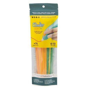 Набір стрижнів для 3D-ручки 3Doodler Start Мікс, 75 шт (помаранчевий, жовтий, зелений)